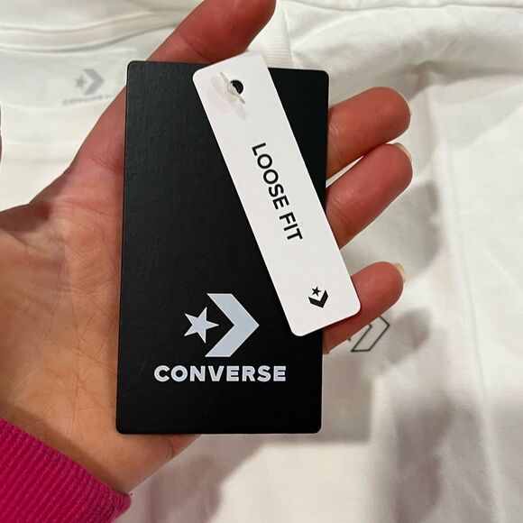 NWT Converse Coastal Vibes Knit Tee Loose Fit Short Sleeve Crewneck White Small - Picture 4 of 8